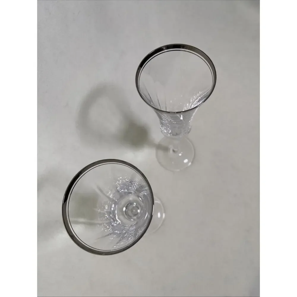 Gorham Crystal Grand Manor Platinum Champagne Flutes X 2